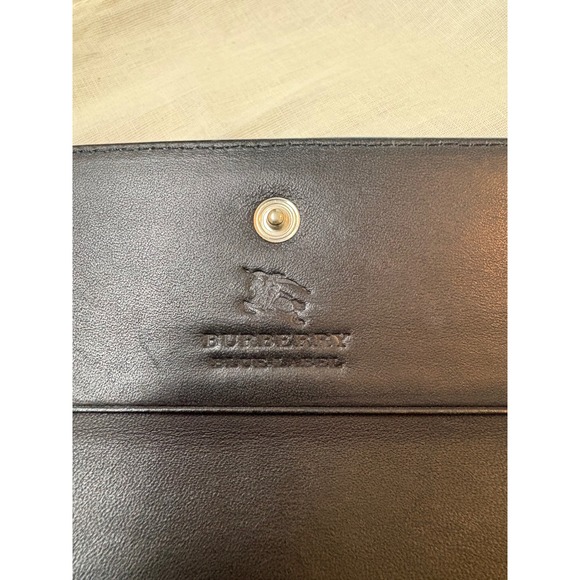 Burberry Blue Label Nova Check Black Leather Flap Long Wallet Excellent - Picture 7 of 15